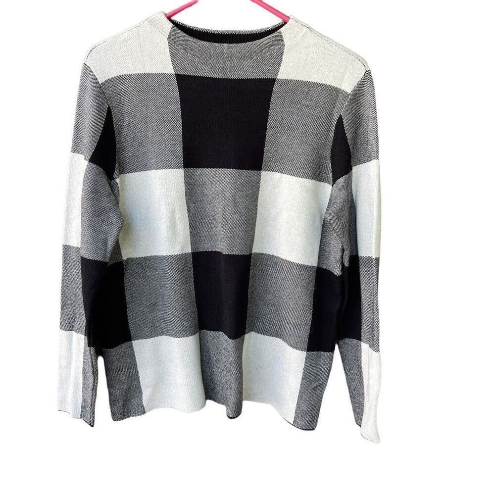J. Jill size M Colton mock turtleneck big checked sweater.